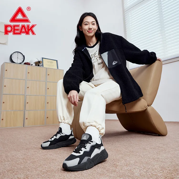 匹克休闲鞋女鞋夏季新款密网厚底增高复古老爹鞋女情侣休闲运动鞋