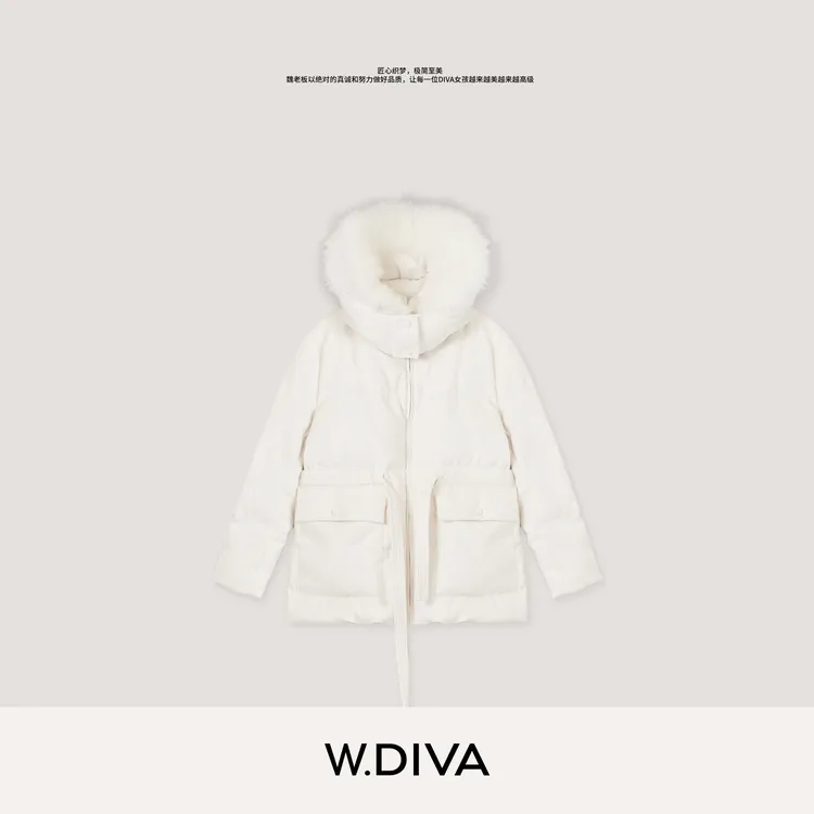 W.Diva【北海道】95鹅绒羊毛狐狸毛收腰绒面羊毛鹅绒服54C303273