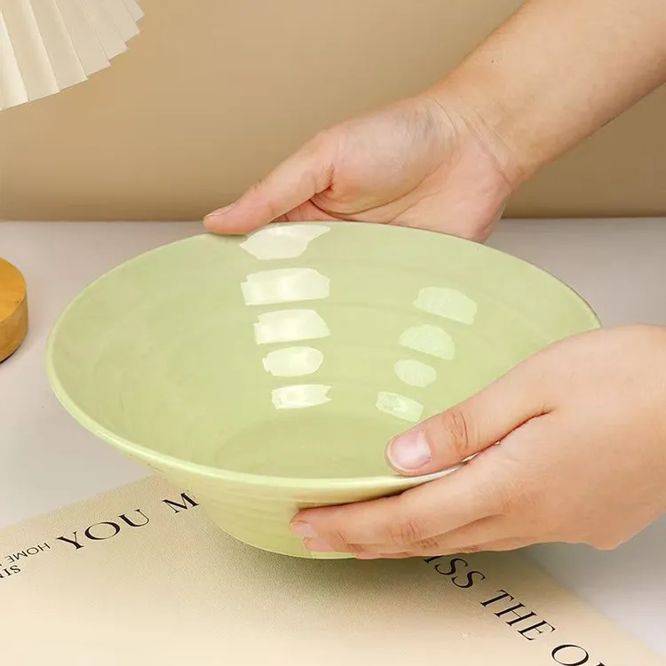 大面碗陶瓷家用9英寸汤碗拉面碗喇叭碗奶油风斗笠碗大容量泡面碗