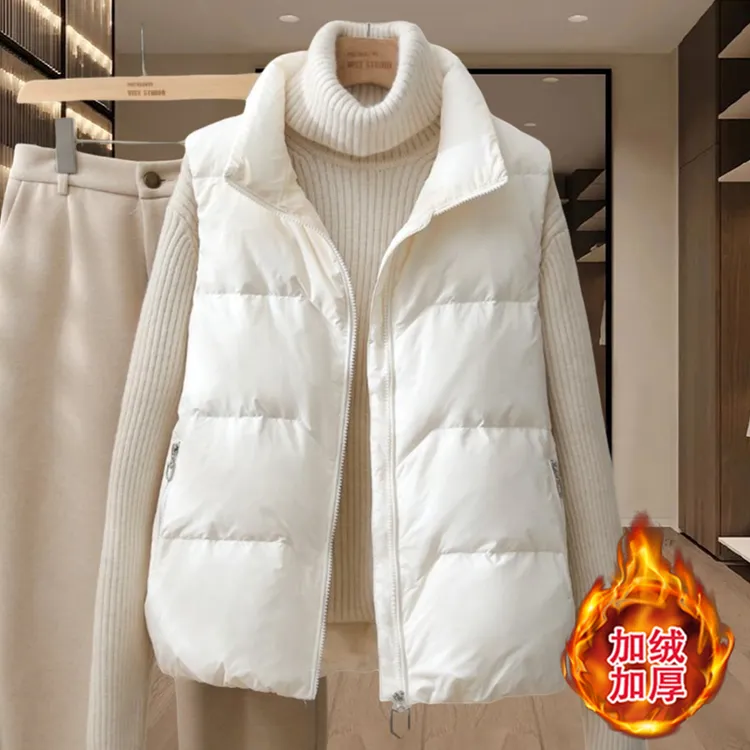 宽松欧货夹棉保暖马甲女2025秋冬季新款韩版外穿背心坎肩无袖外套