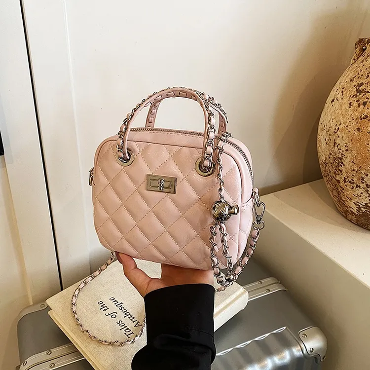 车缝线菱格小香风链条款斜挎包百搭肩包时尚潮流小包包链条包