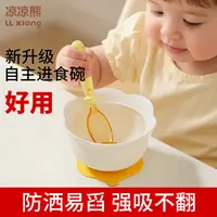 凉凉熊蛋花碗辅食碗婴幼儿专用宝宝训练学吃饭硅胶吸盘碗儿童餐具