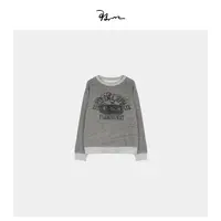 【齐石】陆一口女装定制灰色印花加绒套头卫衣