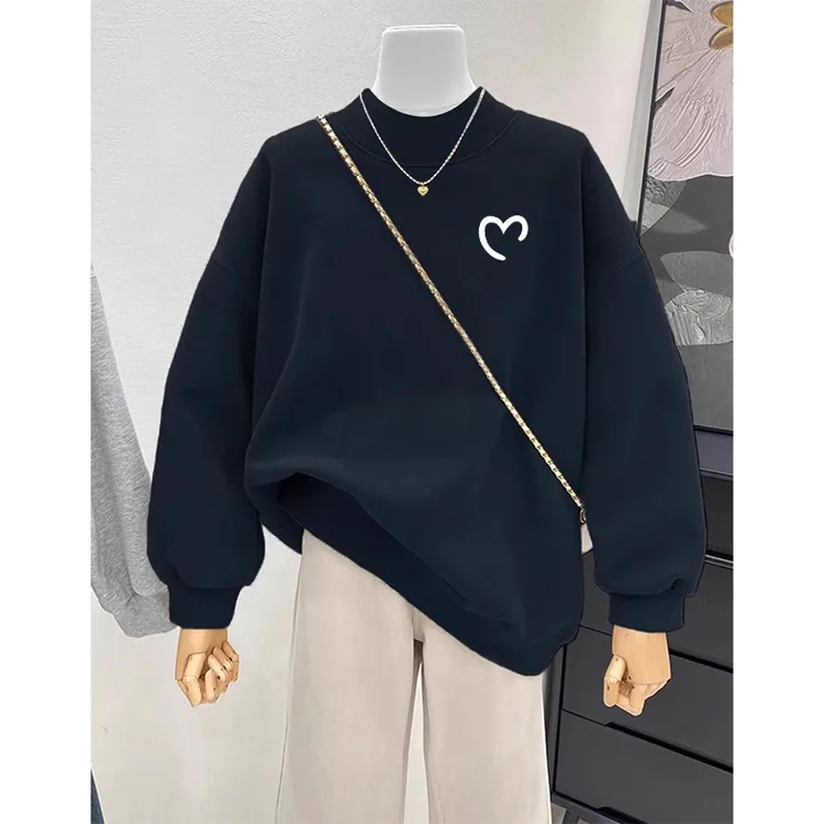 半高领套头卫衣女设计感小众宽松休闲百搭洋气上衣加绒加厚秋冬季