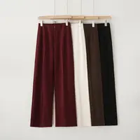 蚕丝山羊绒高腰直筒镰刀梧桐裤女秋冬垂感百搭休闲舒适长裤 KZ759