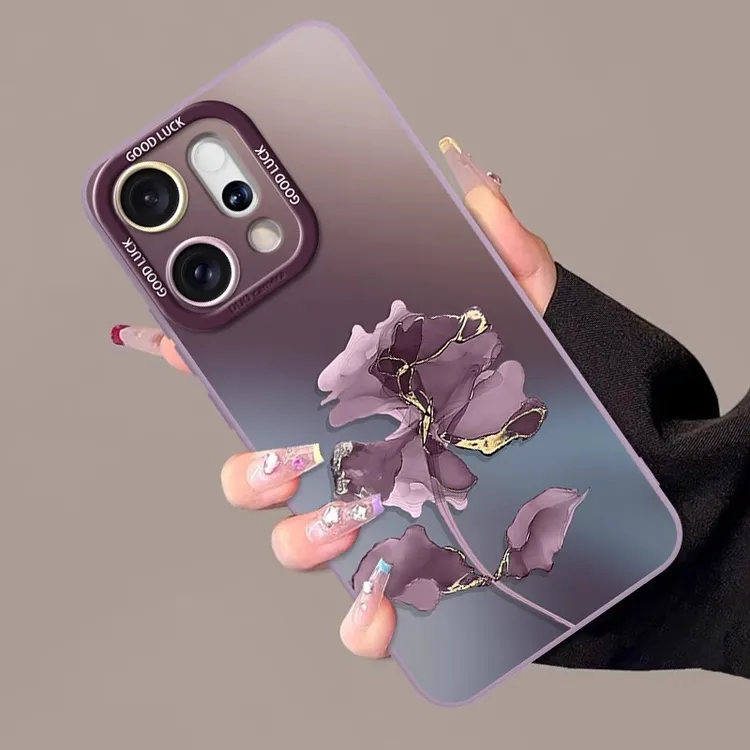 【进口液态硅胶】暗紫墨花适用opporeno14pro手机壳reno14新款防摔