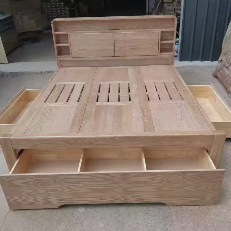 白蜡木抽屉储物大床
