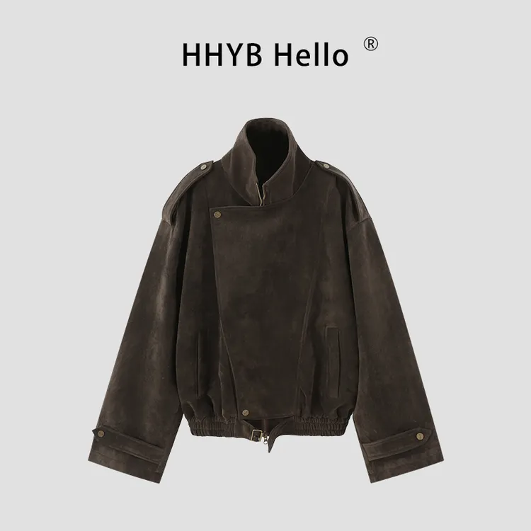 HHYB Hello2025秋季新款美式复古宽松显瘦休闲百搭夹克外套H70025