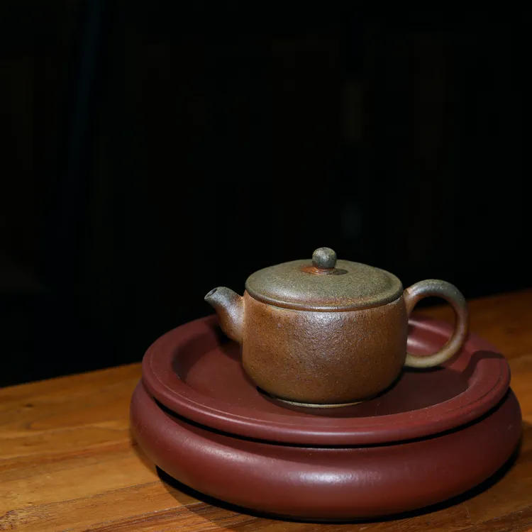 潮州手拉壶林汉彬全手工制作汉瓦茶具古法柴烧自然落灰柴烧壶茶壶