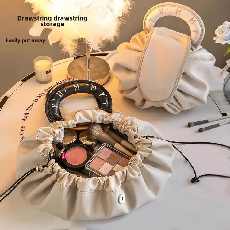慵懒的女性化妆包便携式大容量化妆化妆包旅行防水拉绳拉绳化妆包