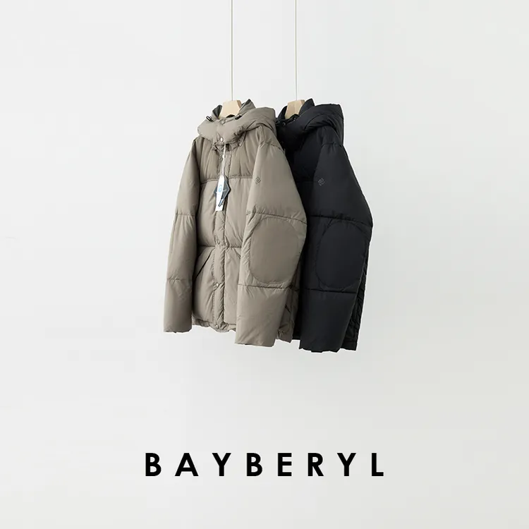BAYBERYL老贝家属格纹高密连帽保暖厚冬羽绒服9YRF5L1848-12/21