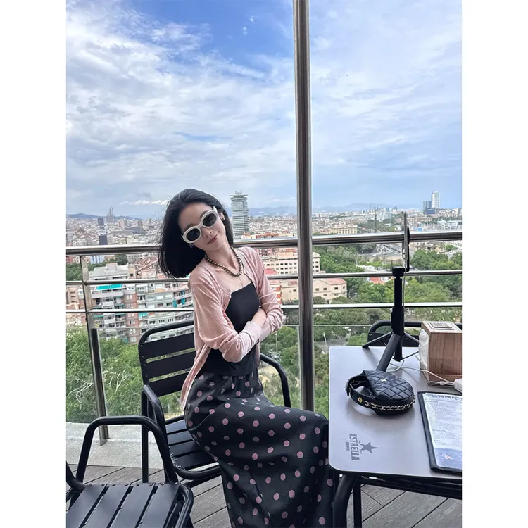 CHENSMCHEN 香云纱复古优雅波点半身裙女宽松显瘦裙子CSHQ5607YW