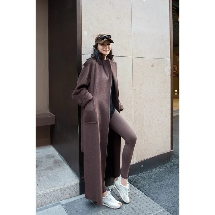 【YSU】长款大衣女宽松过膝系带秋冬高级感气质外套Y304378