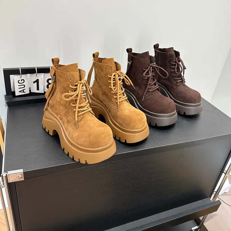 【芙俪兰】早秋款厚底马丁靴增高显瘦系带短靴百搭女靴子FLL0806