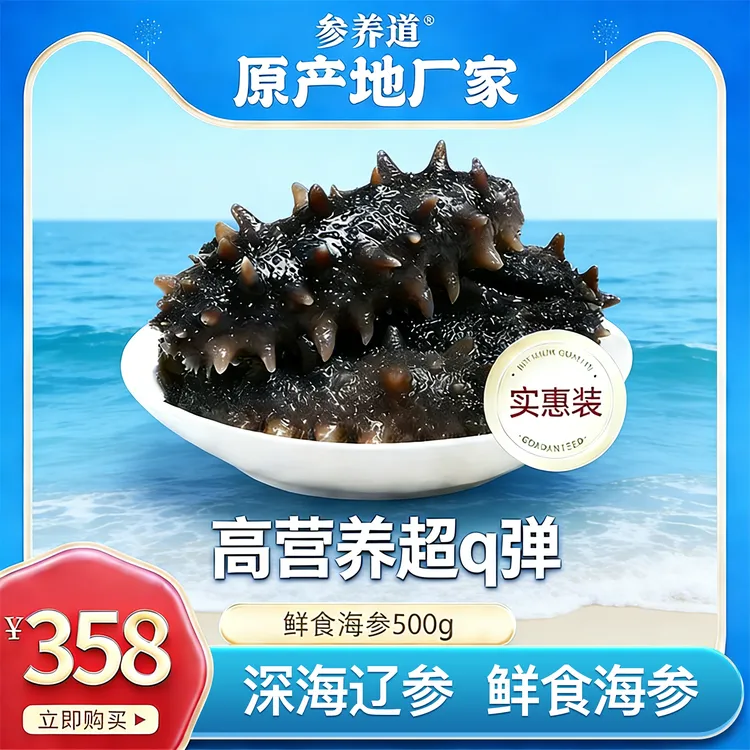 参养道大连深海底播辽刺参鲜食海参500g*2