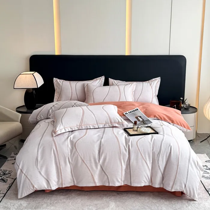 全棉四件套轻奢时尚简约加厚纯色印花磨毛奶绒轻奢时尚简约加厚