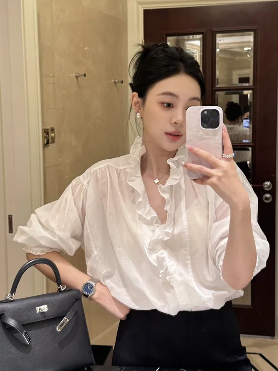 法式气质长袖衬衫女春夏季2025新款衬衣慵懒风宽松显瘦白色上衣