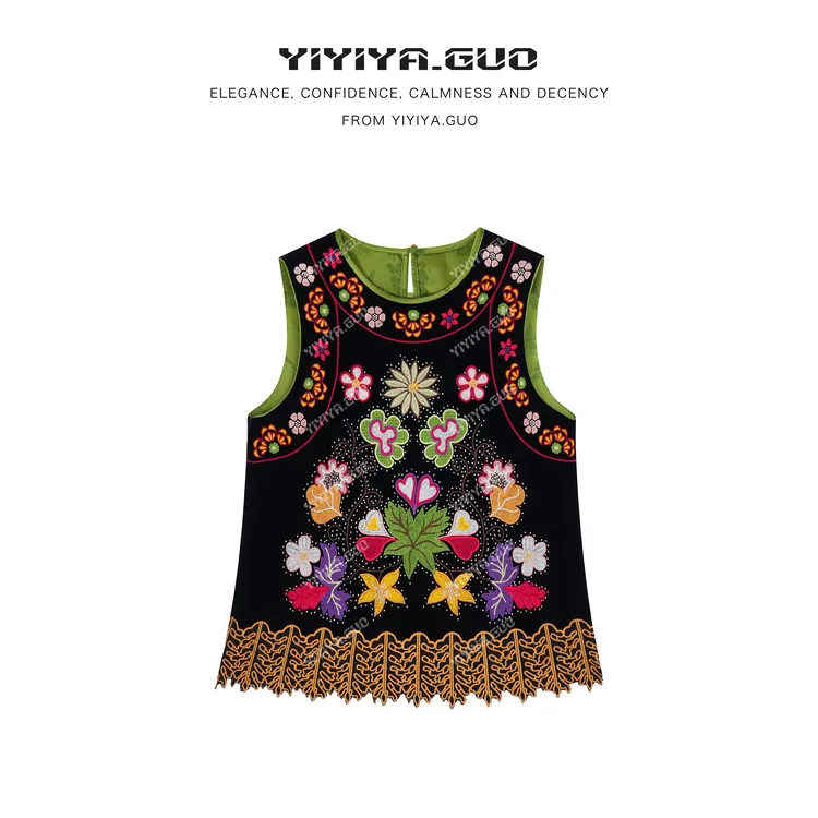 yiyiya.Guo艺艺吖【心动花朝】新中式中国风刺绣钉珠马甲2601SS52