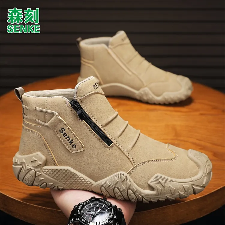 2025秋冬新款时尚休闲男鞋马丁鞋街头百搭潮流一脚蹬套筒机车鞋