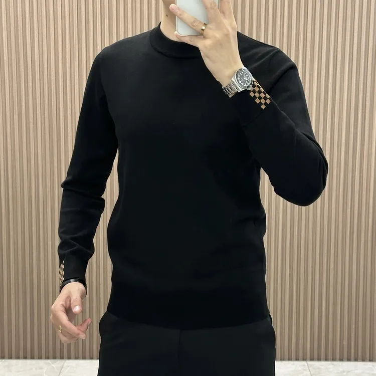 男士秋装男款2025新款爆款长袖圆领撞色时尚秋冬男士毛衣针织衫