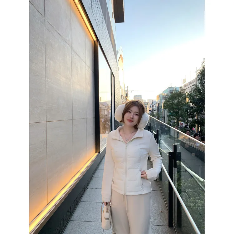酒心微胖定制 小暖包 冬季内搭修身90白鸭绒拼接针织轻薄款羽绒服