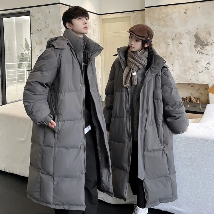 2025新款羽绒服男中长款男女同款冬季加厚过膝宽松黑色情侣外套潮