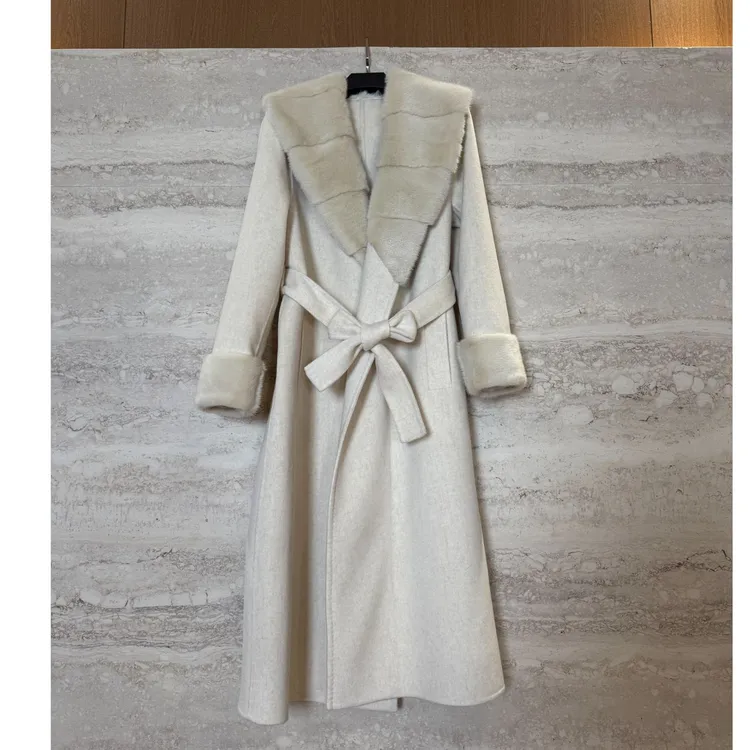 TANTAN 气质女士时尚中长款翻领秋冬大衣外套4424