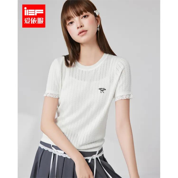 IEF/爱依服2025夏季新款韩版文艺知性气质通勤百搭薄款毛织上衣