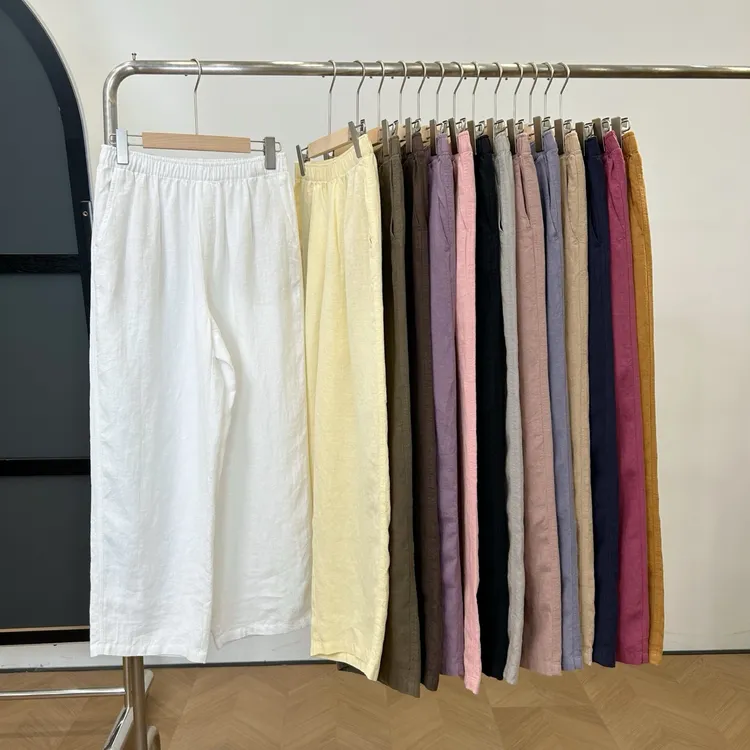 【24支纯汉麻】X-2201夏季100砂洗汉麻九分裤女百搭宽松直筒休闲裤