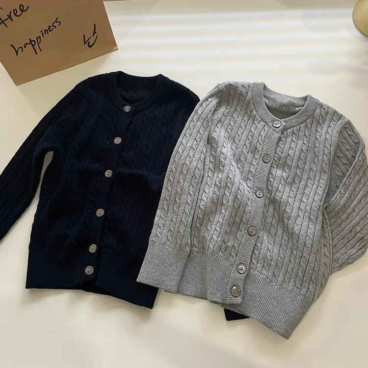 2025新款男女童春秋季麻花针织衫毛衣开衫宝宝上衣外套毛衣外搭