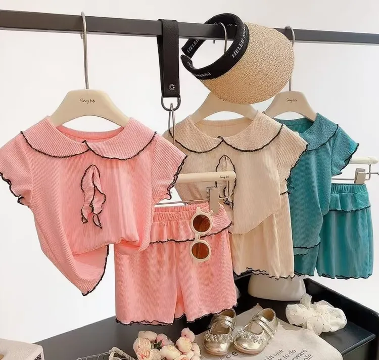 2025夏季新款儿童韩版冰丝薄款女童套装休闲家居百搭爆款儿童套装