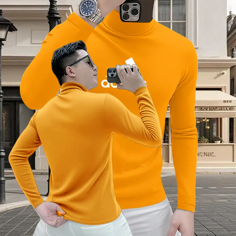 2025新款秋冬男士德绒打底衫无痕保暖内衣修身显瘦内搭外穿长袖男
