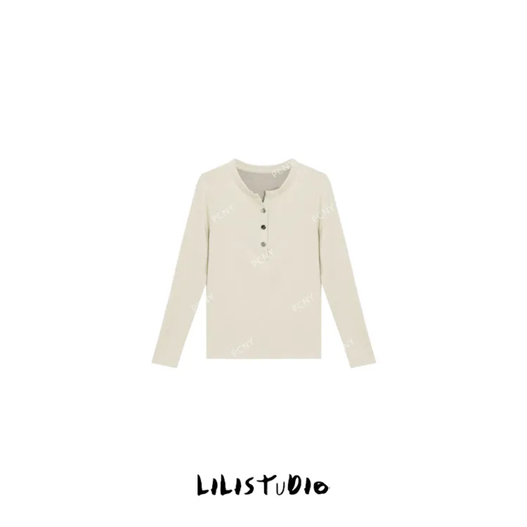 PCNY「0压感」不理理冬季新款女装百搭长袖t恤女休闲打底衫套头T恤