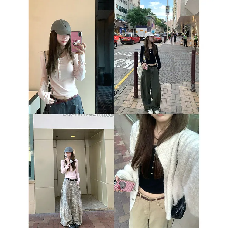 【校校专属】【超推b入】亨利衫长袖T恤上衣女秋修身显瘦针织打底衫