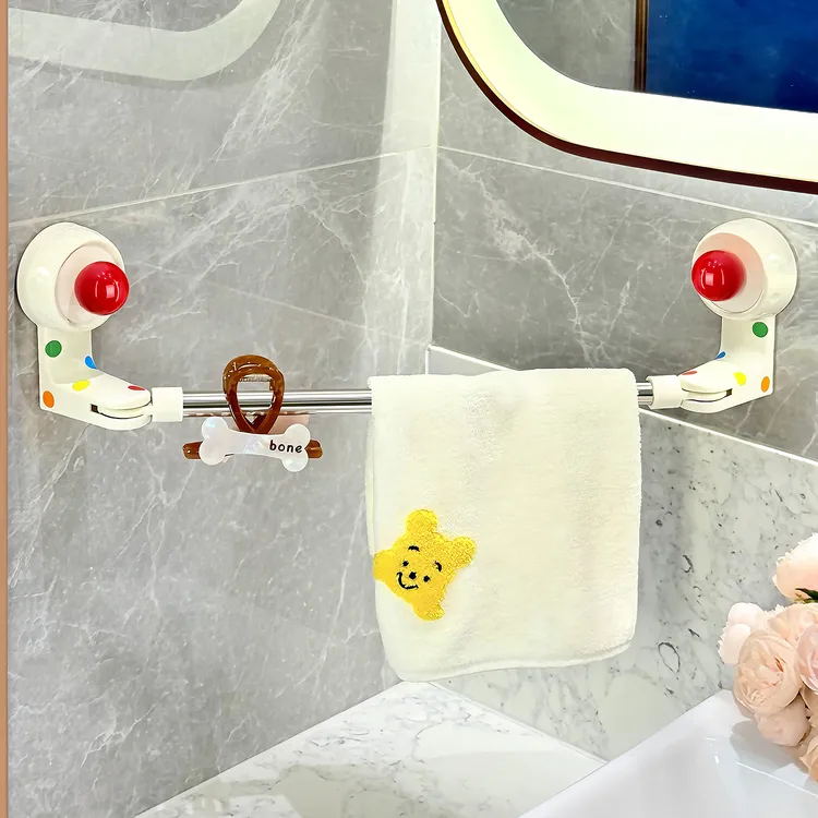 吸盘毛巾架卫生间免打孔毛巾挂杆置物架浴室洗手间浴巾伸缩收纳架
