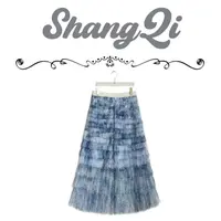 【海盐蛋糕裙】气质显瘦蓝色夏季长款半裙--A1236卡码拍小