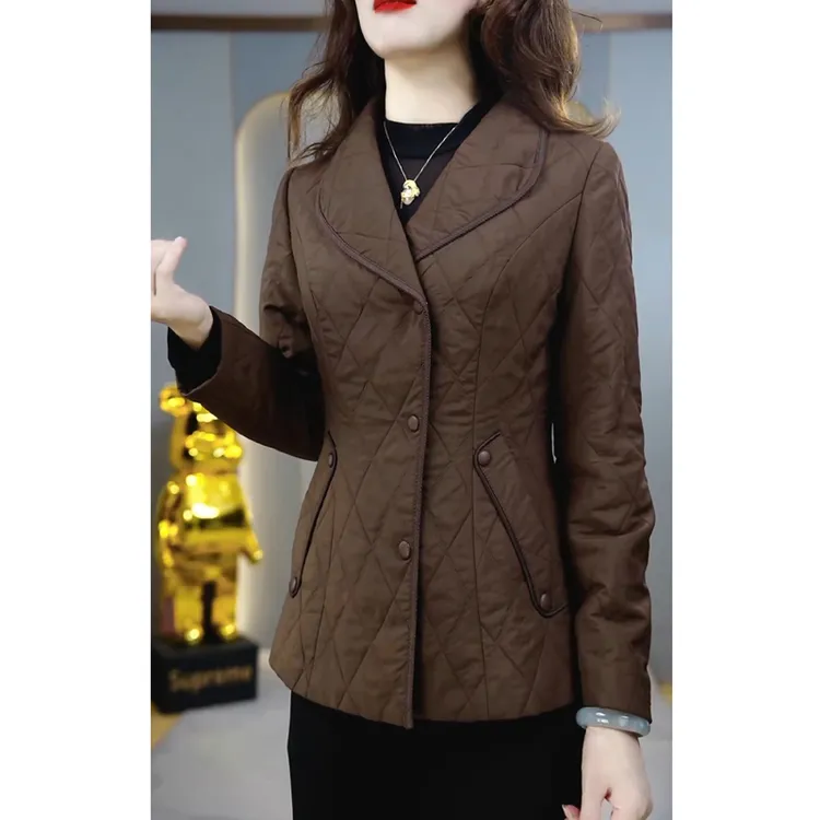 时尚洋气轻薄夹棉外套女2025春秋新款妈妈装修身显瘦气质百搭棉服