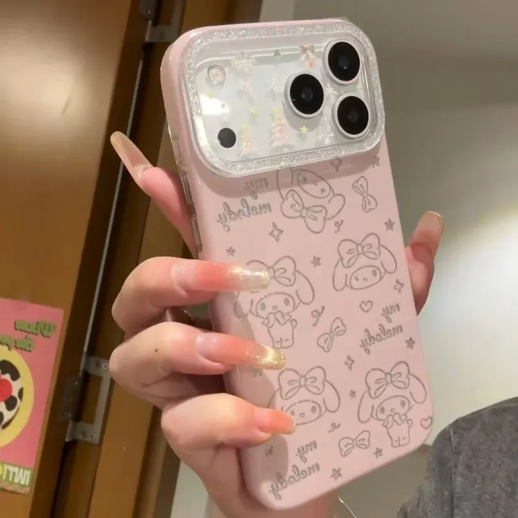可爱线条闪粉美乐蒂适用iPhone17promax手机壳苹果16pro少女15/14