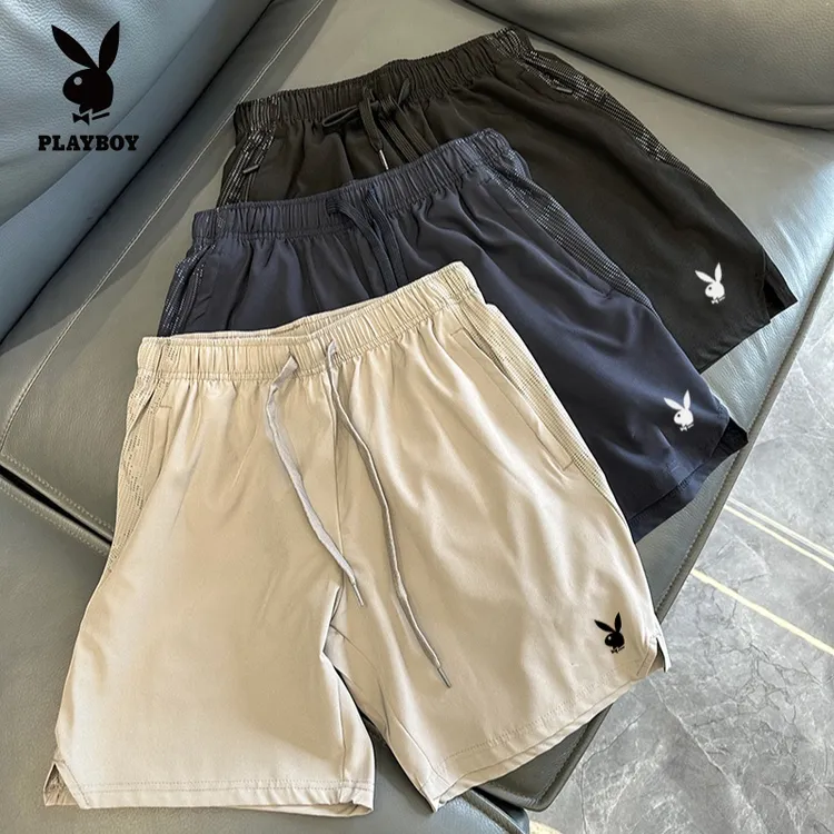 花花公子跑步运动短裤男透气夏休闲四五分裤速干体育生训练健身裤