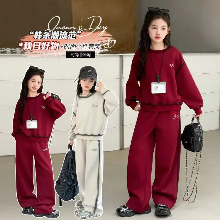 女童秋装运动套装2025新款洋气儿童卫衣女孩春秋款网红时髦两件套