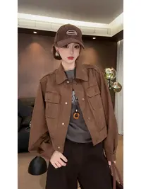 zz · 翻领外套女2025早秋小个子时尚休闲百搭夹克女潮M034
