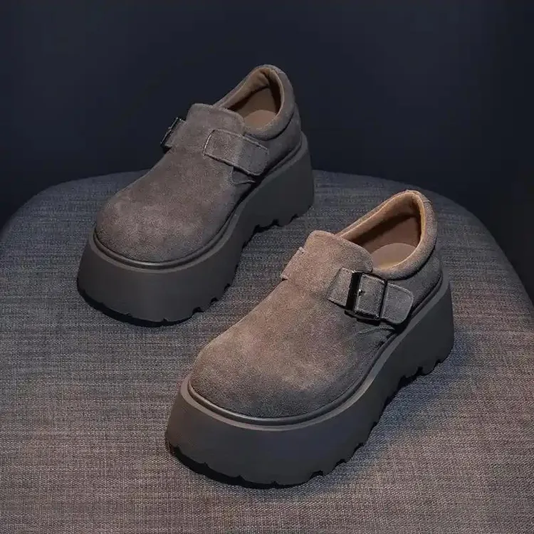 鞋子女款爆款2025新款欧货厚底全包勃肯鞋女英伦风时尚增高乐福鞋