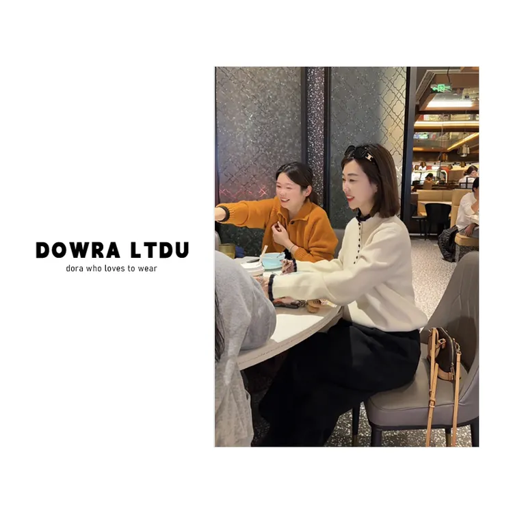 朵拉【油画时光】2025年冬季新款半高领木耳边长袖百搭毛衣41-59233