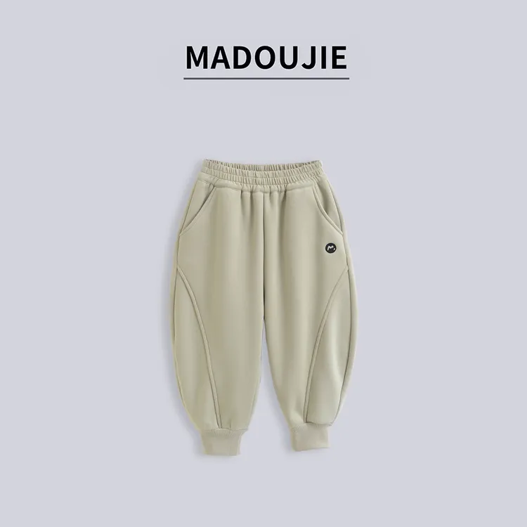 麻豆街【加绒卫裤】新款童装秋冬加绒加厚卫裤男童女童休闲裤MD487