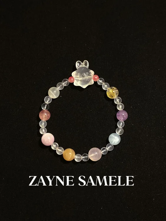 天然白水晶兔子手串 ZAYNESAMELE·堕天使 天然多宝多巴胺彩虹手串