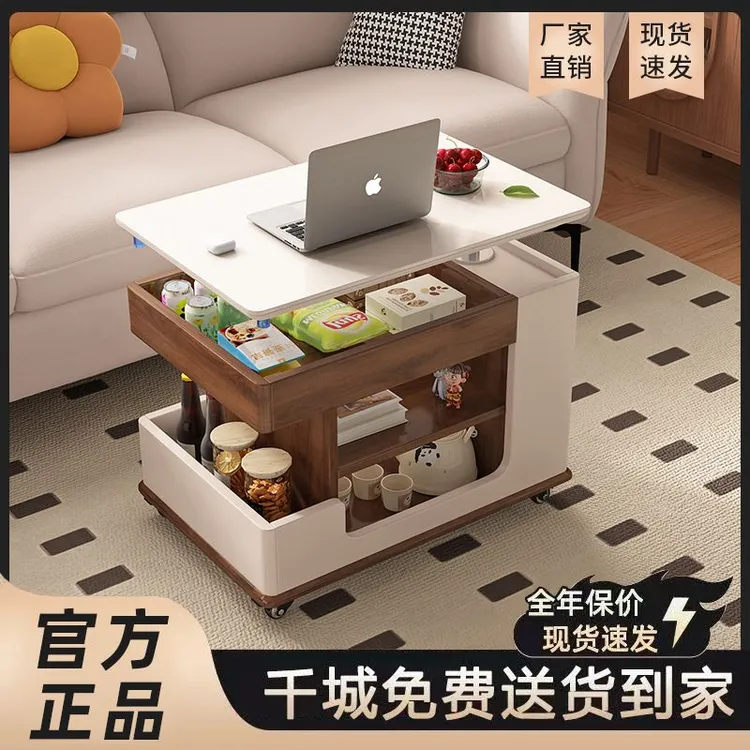 实木小推车茶几家用可折叠移动茶台小户型客厅多功能沙发边几茶桌