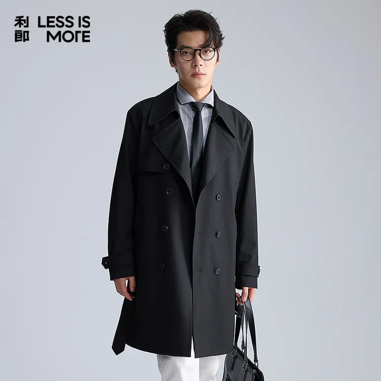 利郎【时尚风衣】秋季长款风衣休闲翻领男士英伦风潮流百搭外套上衣