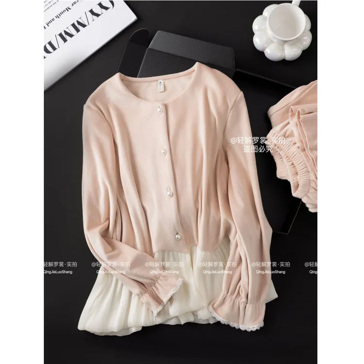 「轻解」法式千金风甜美海岛绒秋冬睡衣女加绒保暖舒适家居服套装女