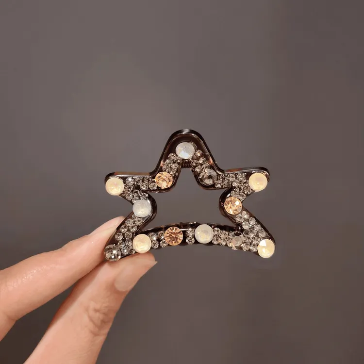 韩版施华钻小抓夹新款星星抓夹轻奢洋气刘海夹气质边夹彩色顶夹