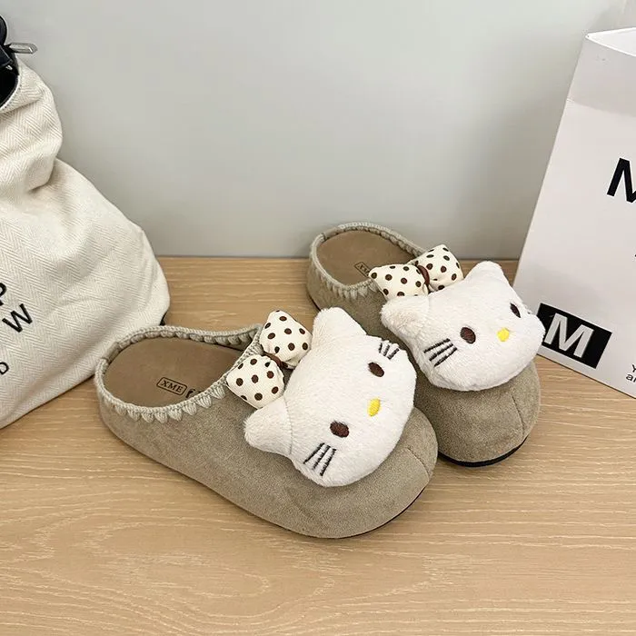 kitty可爱包头拖鞋女外穿2025春秋季新款厚底一脚蹬校园勃肯拖鞋